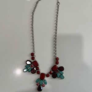 Red and blue statement necklace